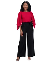 Jessica Howard Women's Satin Cape-Sleeve Jumpsuit