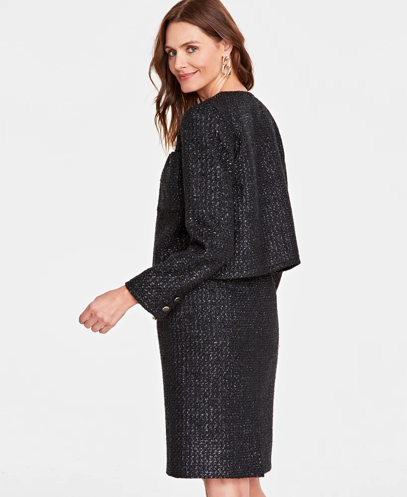 I.n.c. International Concepts Women's Cropped Tweed Jacket, Created for Macy's