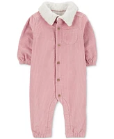 Carter's Baby Girls Cotton Corduroy & Faux-Sherpa Jumpsuit