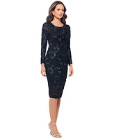 Betsy & Adam Women's Soutache Mesh Long-Sleeve Sheath Dress