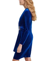 Calvin Klein Women's Velvet Long-Sleeve Wrap Dress