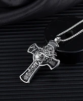 Rhona Sutton Silver Jesus Cross Stainless Steel Pendant Necklace