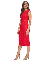 Calvin Klein Women's Sleeveless Textured Lace Sheath Dress