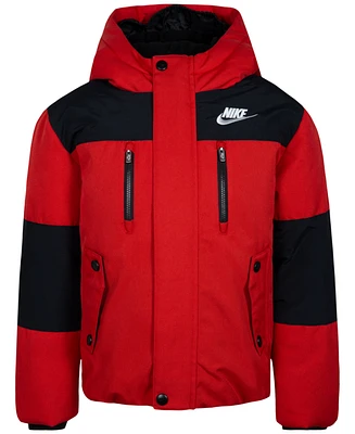 Nike Little Boys Outdoor Woven Hooded Colorblocked Jacket