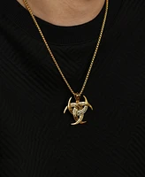 Rhona Sutton Gold Emblem Stainless Steel Pendant Necklace