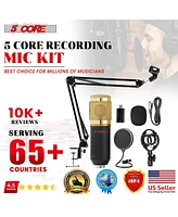 5 Core Recording Microphone Podcast Bundle • Professional Condenser Cardioid Mic Kit • w Boom Arm - Rec Set