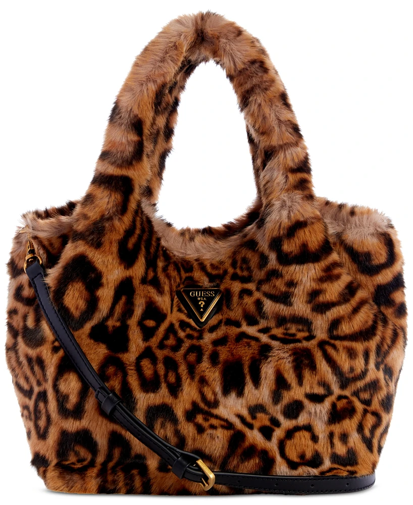 Guess Samia Faux-Fur Small Tote