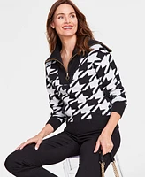 I.n.c. International Concepts Women's Houndstooth Quarter-Zip Sweater, Created for Macy's