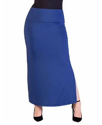 24seven Comfort Apparel Plus Versatile Elastic Waist Maxi Skirt