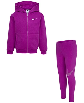 Nike Little Girls Shine Full-Zip Hoodie & Leggings, 2 Piece Set