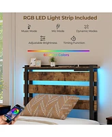 Gymax Twin Size Bed Frame w/ Drawers Led Lights Outlets & Usb Ports Smart App Control