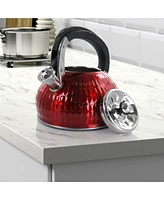 MegaChef 3 Quart Stovetop Whistling Kettle in Red