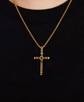 Rhona Sutton Gold Biblical Cross Stainless Steel Pendant Necklace