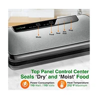 NutriChef Automatic Vacuum Sealer System - Electric Air Sealing Food Preserver with Stainless Steel Housing