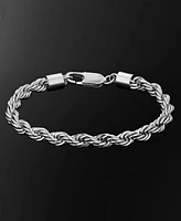 Rhona Sutton Silver Stainless Steel Thick 6MM 8.5" Twisted Rope Chain Bracelet