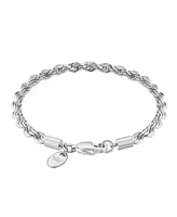 Rhona Sutton Silver Stainless Steel Thick 6MM 9" Twisted Rope Chain Bracelet