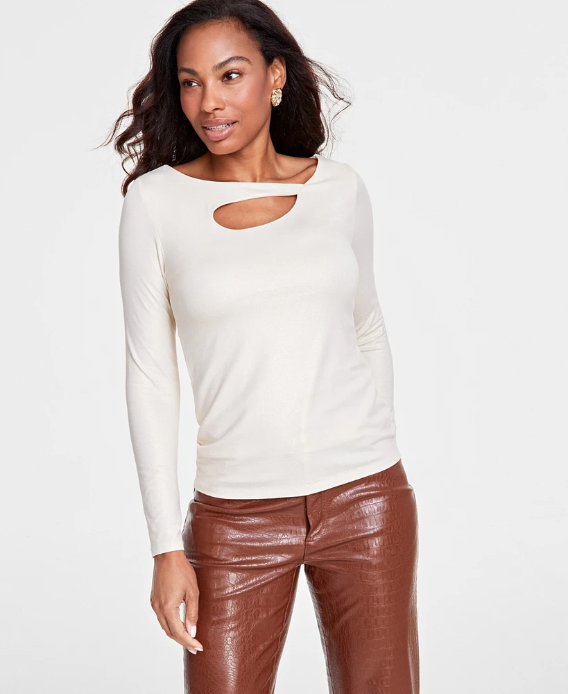 I.n.c. International Concepts Women's Long-Sleeve Cut-Out Top, Created for Macy's