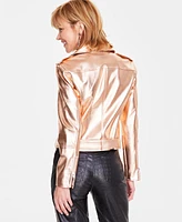 I.n.c. International Concepts Women's Metallic Moto Jacket, Created for Macy's