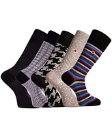 Love Sock Company Men's Luxury Cotton Mid-Calf Patterned Dress Socks with Seamless Toe. Seattle Bundle Sock, Pack Of 5