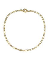 Rachel Glauber 14K Gold Plated Cubic Zirconia Pave Clasp Paperclip Link Necklace