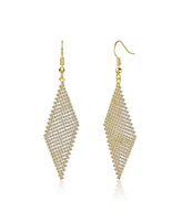 Genevive Sterling Silver 14K Gold Plated with White Cubic Zirconia Mesh Dangle Drop Earrings