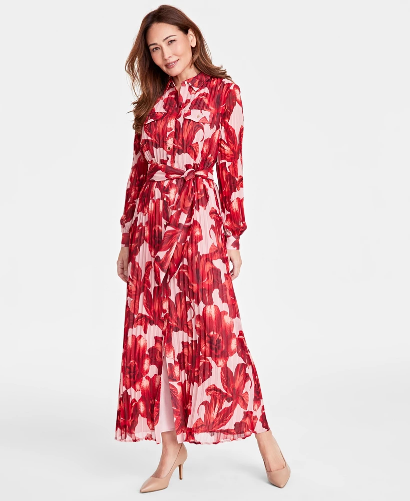 I.n.c. International Concepts Women's Floral-Print Pleated Utility Shirtdress, Created for Macy's