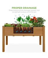 Best Choice Products Product 48x24x30in Raised Garden Bed, Elevated Wooden Planter for Yard w/ Foot Caps, Liner - Acorn Brown