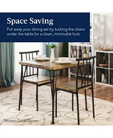 Best Choice Products 3-Piece Indoor Metal Wood Square Dining Table, Furniture Set w/ 2 Chairs