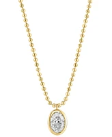 Effy Lab Grown Diamond Oval Bezel Beaded 18" Pendant Necklace (2 ct. t.w.) in 14k Gold