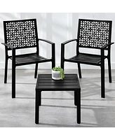 Best Choice Products 3-Piece Stackable Patio Bistro Set, Outdoor Chat Furniture w/ 2 Chairs, Table