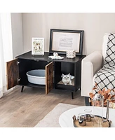 Sugift Cat Litter Box Enclosure with Double Door Cabinet
