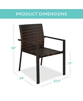 Best Choice Products Set of 2 Wicker Chairs, Stackable Outdoor Dining Furniture w/ Armrests