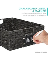 Best Choice Products Set of 4 16x12in Woven Water Hyacinth Pantry Baskets w/ Chalkboard Label, Chalk Marker