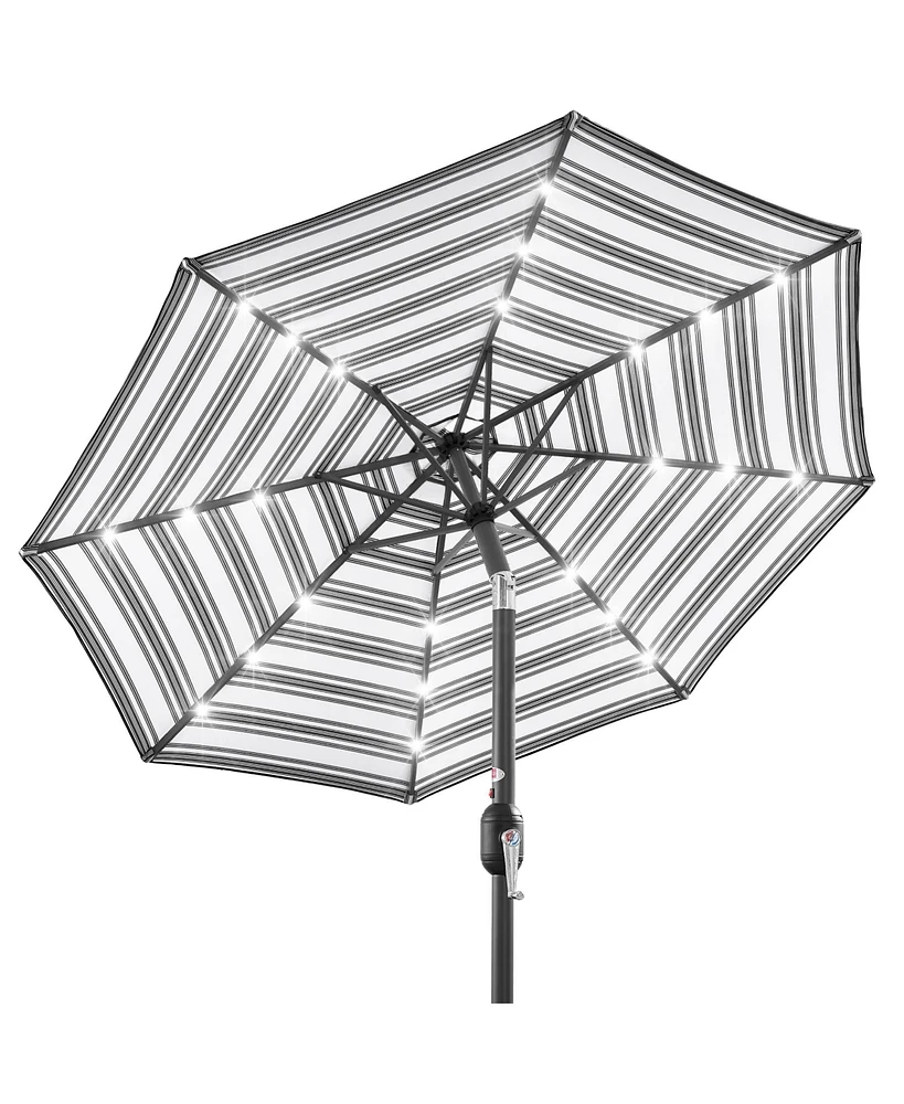 Best Choice Products 10ft Solar Led Lighted Striped Patio Umbrella w/ Crank, Tilt, Push Button, 6 Ribs