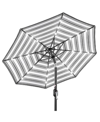 Best Choice Products 10ft Solar Led Lighted Striped Patio Umbrella w/ Crank, Tilt, Push Button, 6 Ribs