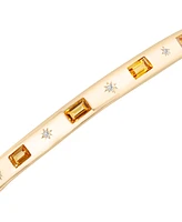 Citrine (1 ct. t.w.) & White Topaz (1/20 ct. t.w.) Cuff Bangle Bracelet in 14k Gold-Plated Sterling Silver