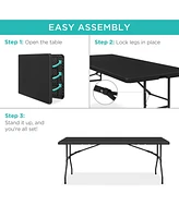 Best Choice Products 6ft Plastic Folding Table, Indoor Outdoor Heavy Duty Portable w/ Handle, Lock