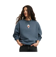 Cotton On Women's Classic Fleece Graphic Crew Sweatshirt