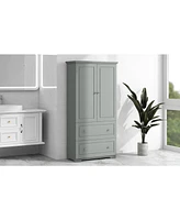 Slickblue Wide Grey Bathroom Storage Cabinet – Freestanding Mdf with Painted Finish, Two Drawers & Adjustable Shelf