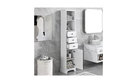 Slickblue White Tall Bathroom Cabinet – Mdf with Painted Finish, 3 Drawers & Adjustable Shelf for Efficient Storage