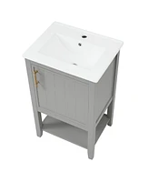 Slickblue 20-Inch Bathroom Vanity with Sink, Soft-Close Door, Storage Rack & Open Shelf