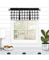 Kate Aurora Windowpane Plaid Country Farmhouse Rod Pocket Window Valance - Burgundy