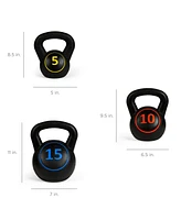 Best Choice Products 3-Piece Kettlebell Set with Storage Rack, Exercise Fitness Concrete Weights 5lb, 10lb, 15lb