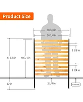 42in x 38in Wood Outdoor Privacy Screen Privacy Wall, Pool Equipment Enclosure, Trash Can Enclosures, Air Conditioner Fence with Metal Stakes (2-Panel