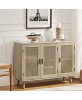 Hulala Home Pidcock Contemporary Door Accent Cabinet with Rattan