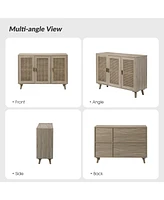 Hulala Home Pidcock Contemporary Door Accent Cabinet with Rattan