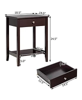 Gymax 2PCS Nightstand Sofa Side End Table Bedroom Living Room w/ Shelf Drawer