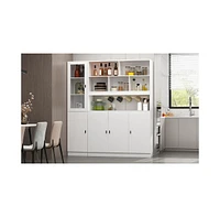Famapy 13-Shelf Wood Standard Bookcase Bookshelf With Glass Doors