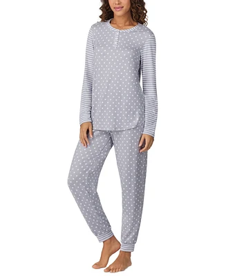 Cuddl Duds Women's Printed Button-Front Jogger Pajama Set