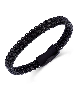 Rhona Sutton Black Rolo Chain with Black Wax Cord Stainless Steel Bracelet